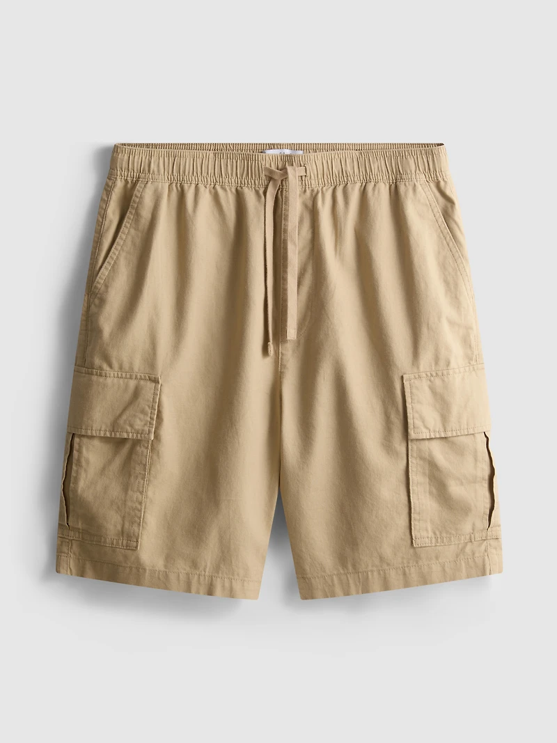 Linen-Blend Cargo Shorts