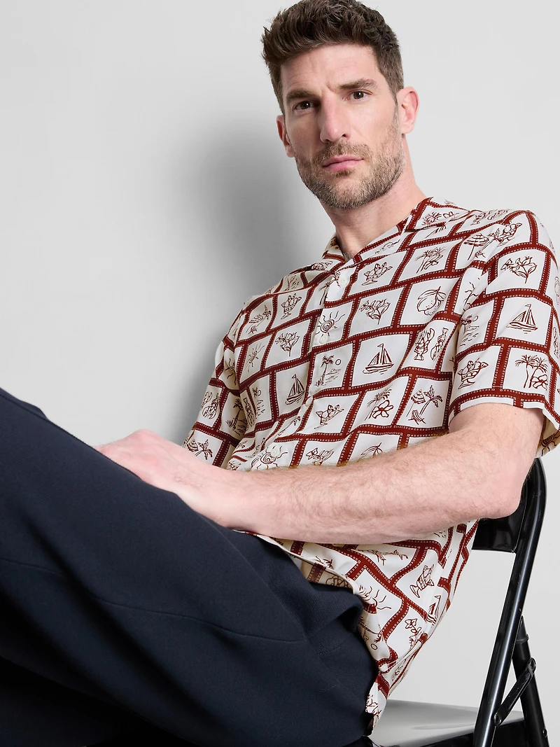 Coastal Tile-Print Shirt