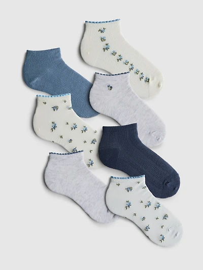 7pk Ditsy Patterned Sneaker Socks