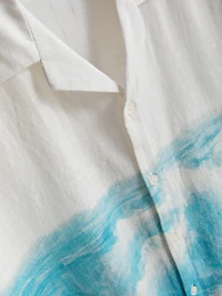 Scenic-Print Short-Sleeve Button-Down Shirt