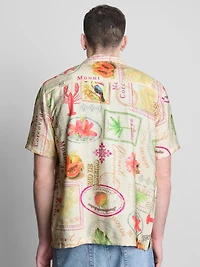 Tropical Postcard Short-Sleeve Button-Down Shirt