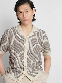 The Edit Wave Crochet Button-Up Shirt