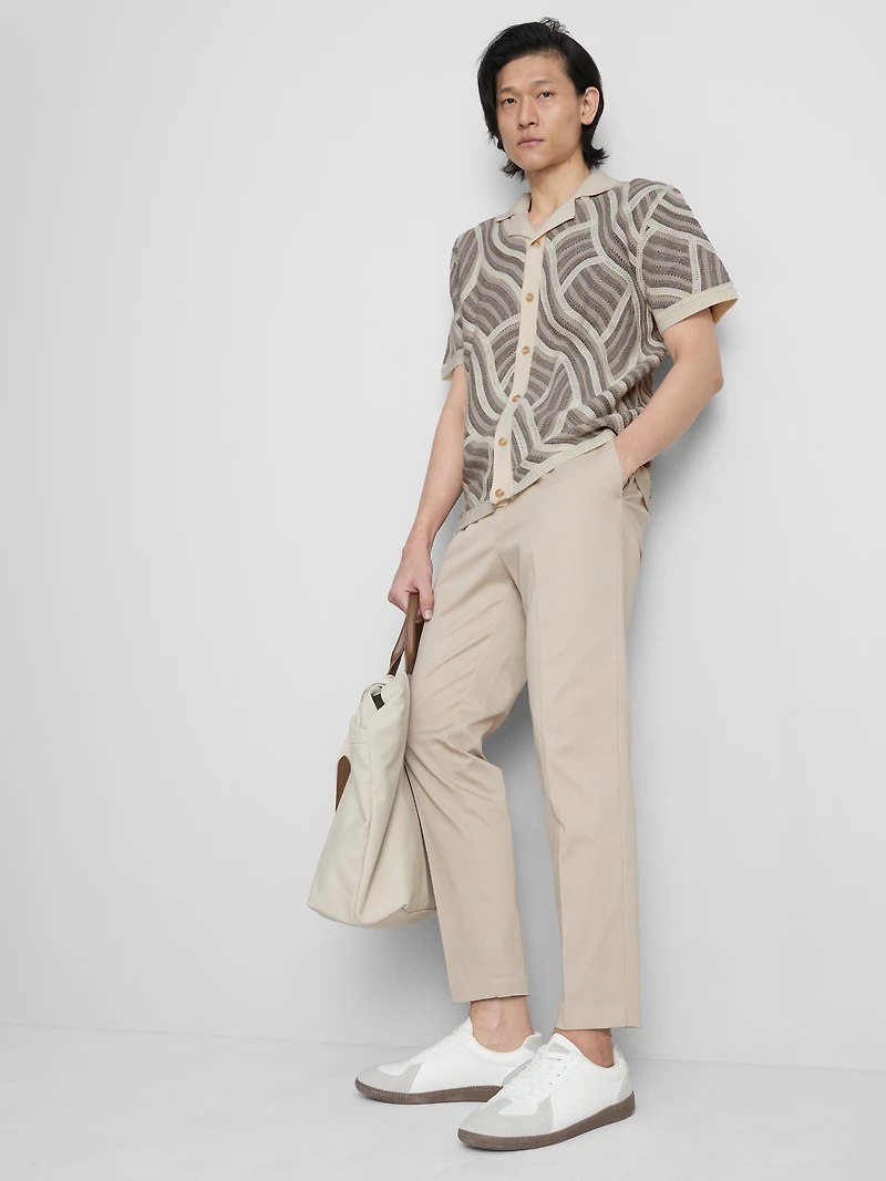 The Edit Wave Crochet Button-Up Shirt