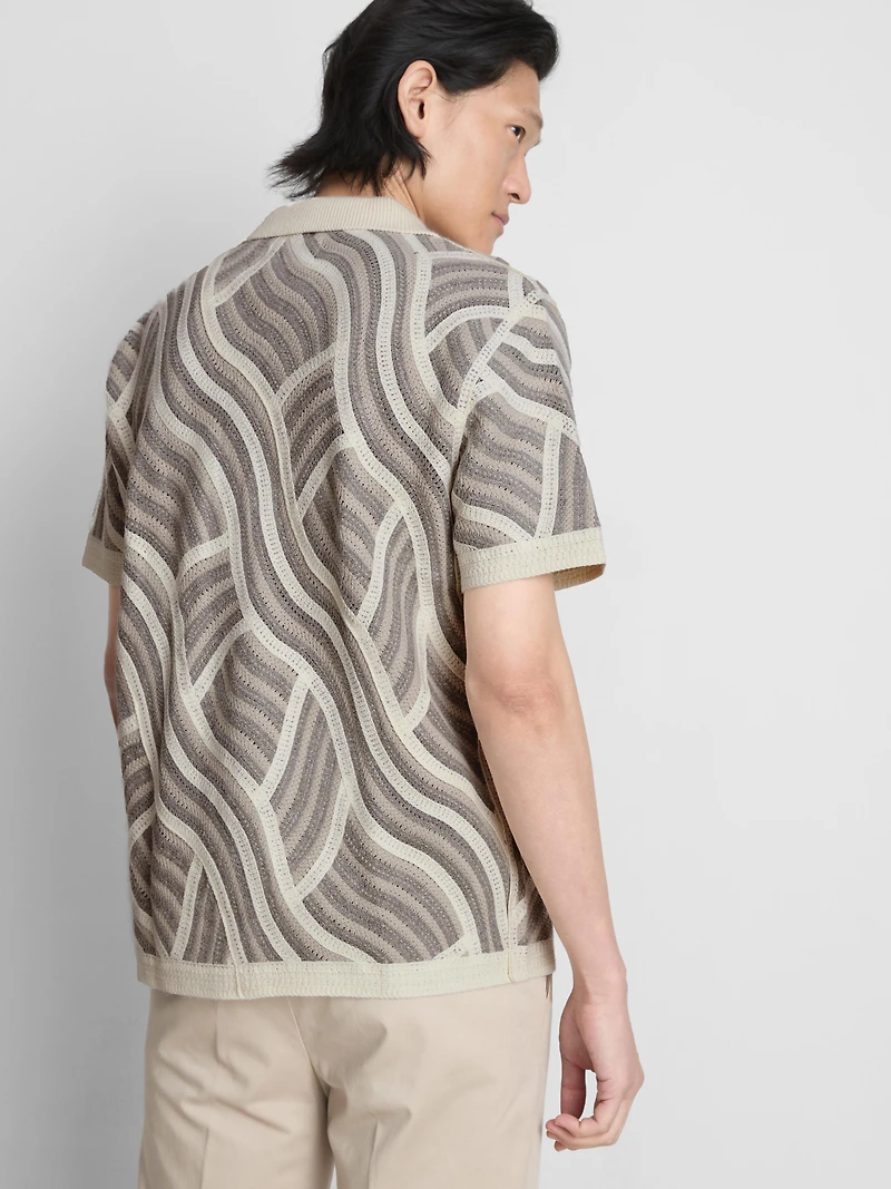 The Edit Wave Crochet Button-Up Shirt