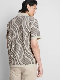 The Edit Wave Crochet Button-Up Shirt