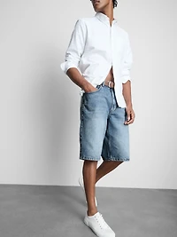 Mid-Rise Baggy Denim Shorts