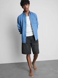 Mid-Rise Baggy Denim Shorts