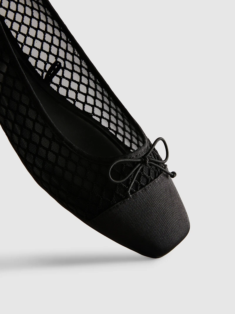 Mesh Square Ballet Pumps
