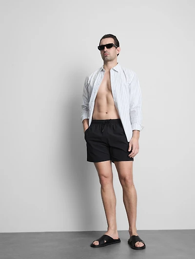 Men's Black Textured Swimming Shorts