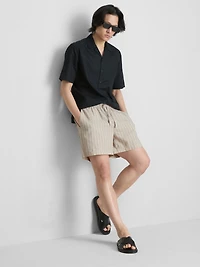 Linen Blend Striped Shorts