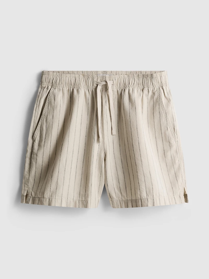 Linen Blend Striped Shorts