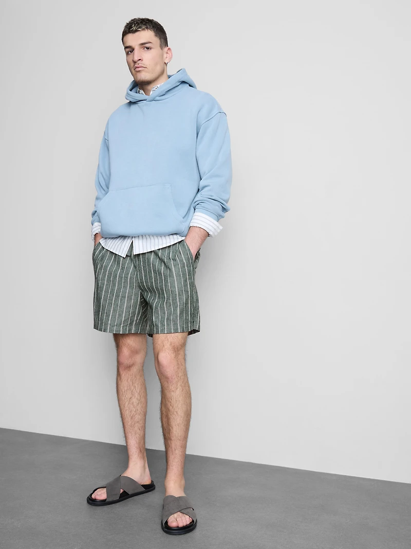 Linen Blend Striped Shorts
