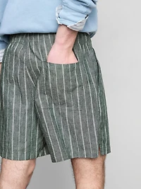 Linen Blend Striped Shorts