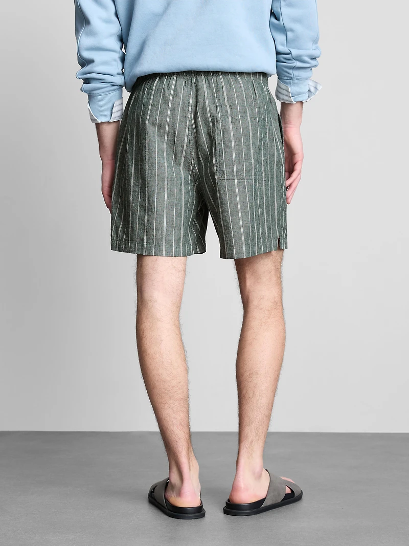 Linen Blend Striped Shorts