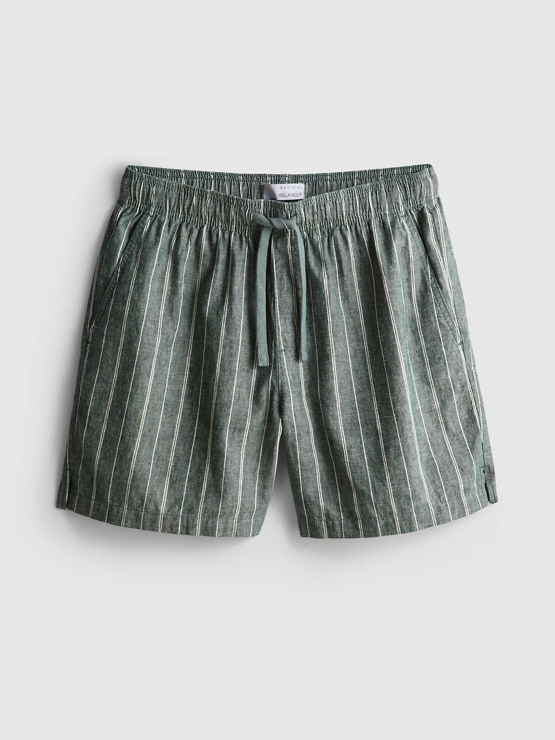 Linen Blend Striped Shorts