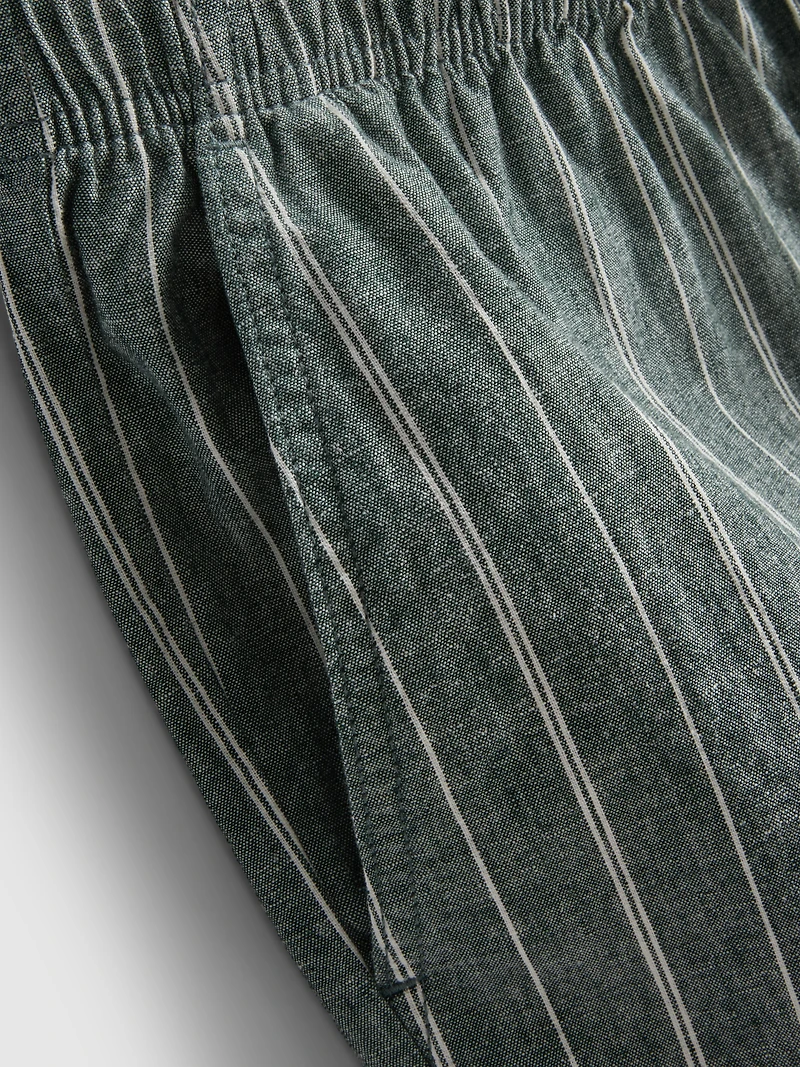 Linen Blend Striped Shorts
