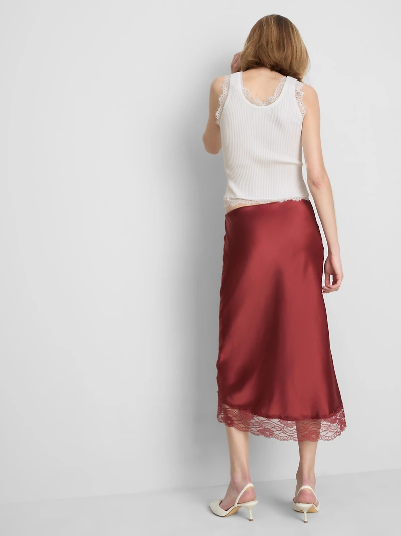 Lace Trim Ribbed Tank Top