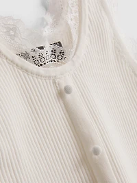 Lace Trim Ribbed Tank Top