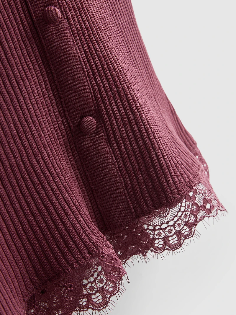 Lace Trim Ribbed Tank Top