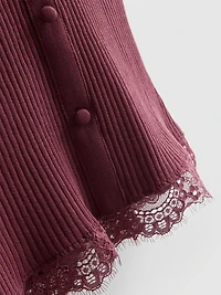 Lace Trim Ribbed Tank Top