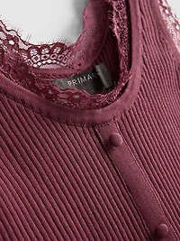 Lace Trim Ribbed Tank Top