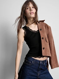 Lace Trim Ribbed Tank Top