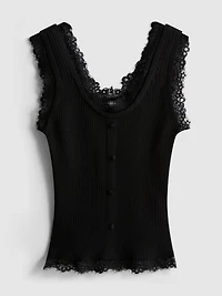 Lace Trim Ribbed Tank Top