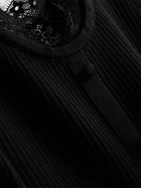 Lace Trim Ribbed Tank Top