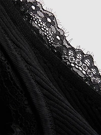 Lace Trim Ribbed Tank Top