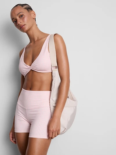 Gingham Twist Front Active Crop Top