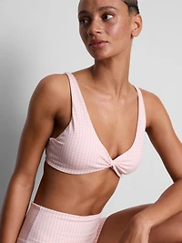 Gingham Twist Front Active Crop Top