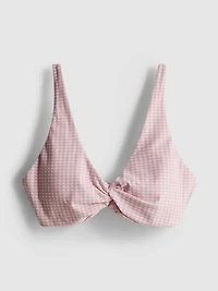 Gingham Twist Front Active Crop Top