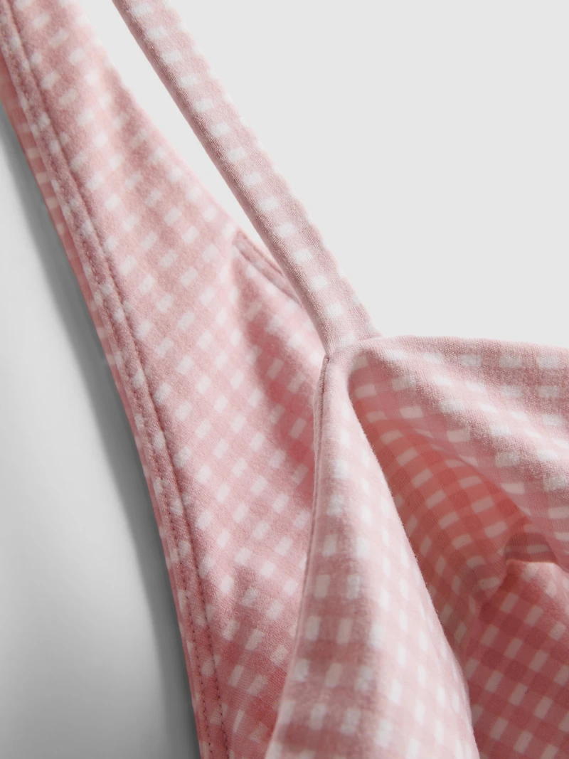 Gingham Twist Front Active Crop Top