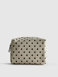 Polka Dot Print Faux Leather Makeup Bag