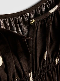 Spotted Shirred Crewneck Top