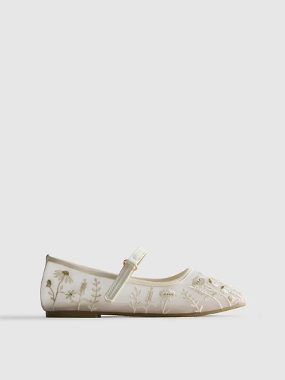 The Edit Embroidered Ballet Flats