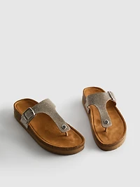 Rhinestone T-Bar Mule Sandals