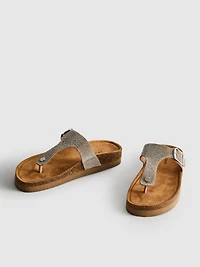 Rhinestone T-Bar Mule Sandals