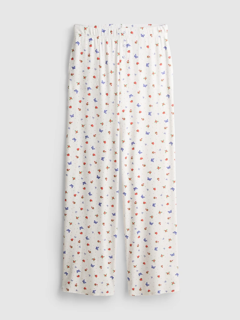 Ribbed Butterfly Pajama Bottoms