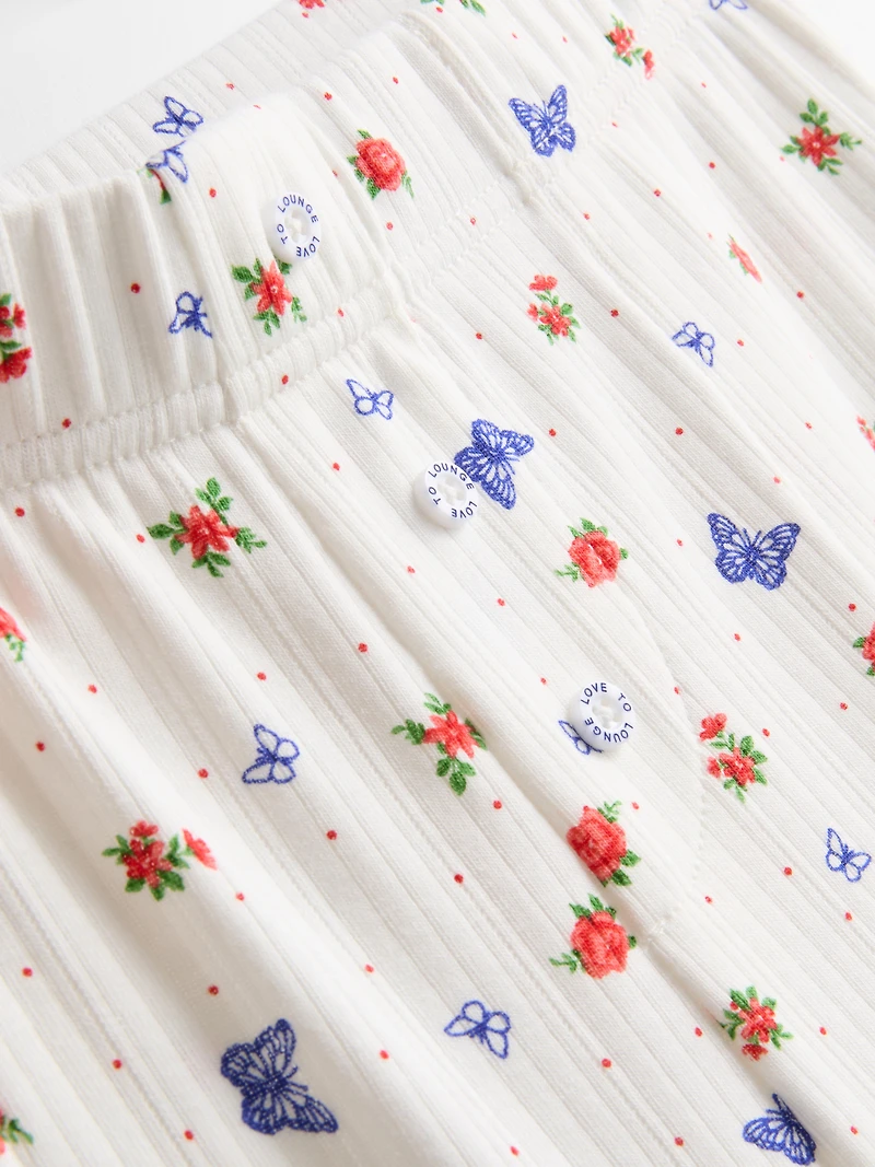 Ribbed Butterfly Pajama Bottoms