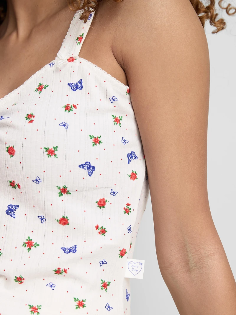 Ribbed Butterfly Pajama Cami