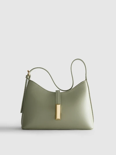 Metal Tab Shoulder Bag