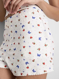Ribbed Butterfly Pajama Shorts