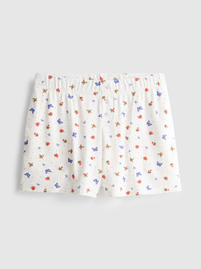 Ribbed Butterfly Pajama Shorts