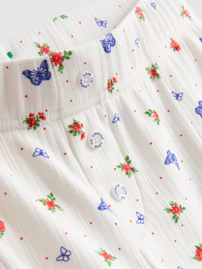 Ribbed Butterfly Pajama Shorts