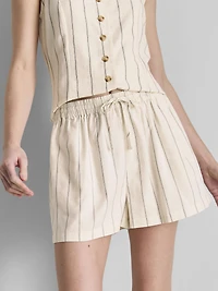Cotton Blend Striped Shorts