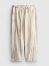 Cotton Blend Striped Wide Leg Pants