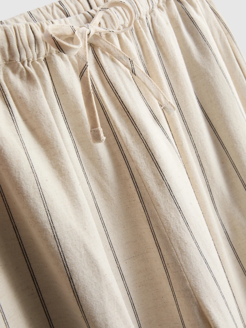 Cotton Blend Striped Wide Leg Pants