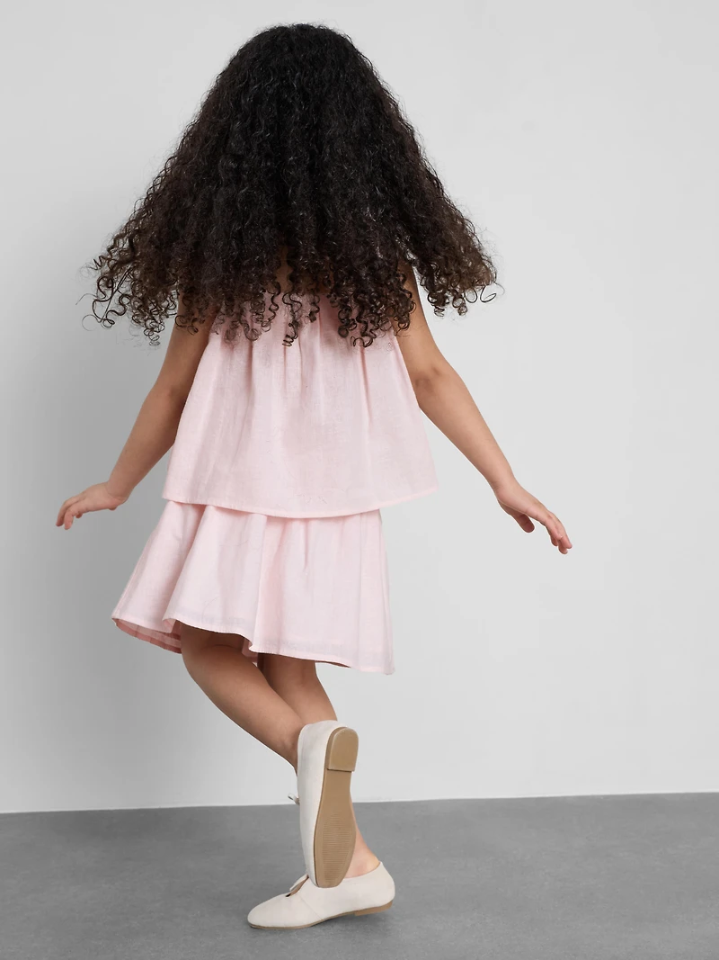 1.5-12yrs | The Edit Linen Mix Floral Appliqué Top and Skirt Set