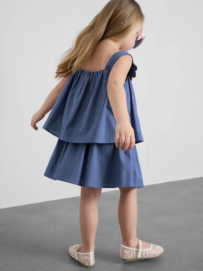 1.5-12yrs | The Edit Linen Mix Floral Appliqué Top and Skirt Set